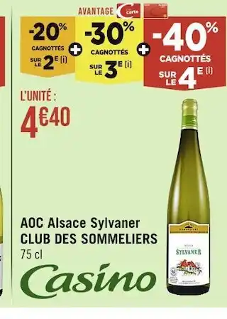 Casino Supermarchés Casino aoc alsace sylvaner club des sommeliers offre