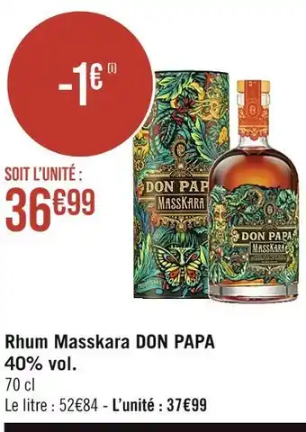 Casino Supermarchés Don papa rhum masskara 40% vol offre