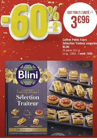 Casino Supermarchés Blini coffret petits fours sélection traiteur surgelés offre