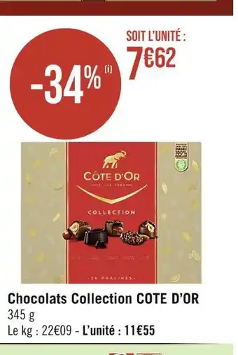 Casino Supermarchés Cote d’or chocolats collection offre