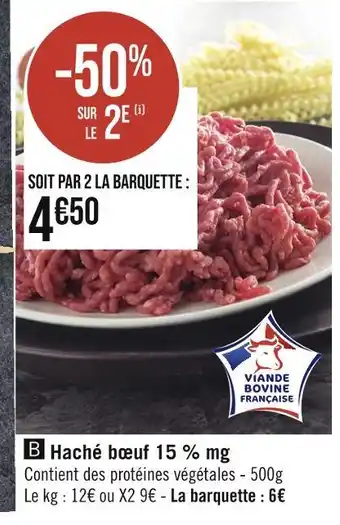 Casino Supermarchés Haché bœuf 15 % mg offre
