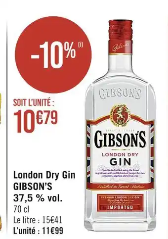 Casino Supermarchés Gibson’s london dry gin 37,5 % vol offre