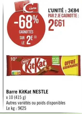 Casino Supermarchés Nestle barre kitkat offre