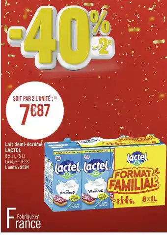 Casino Supermarchés Lactel lait demi-écrémé offre
