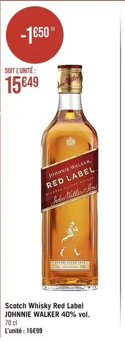 Casino Supermarchés Johnnie walker scotch whisky red label 40% vol offre