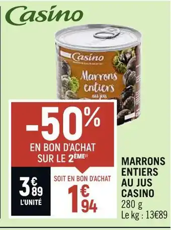 Petit Casino Casino marrons entiers au jus offre