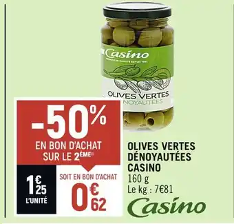 Spar Casino olives vertes dénoyautées offre