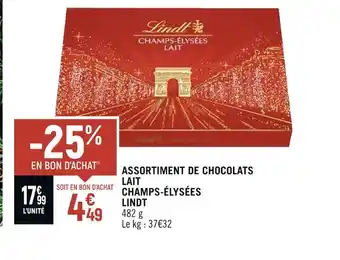 Petit Casino Lindt assortiment de chocolats lait champs-élysées offre