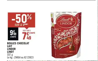 Petit Casino Lindt boules chocolat lait lindor offre