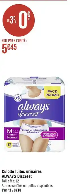 Culotte fuites urinaires discreet