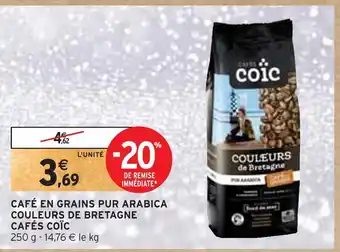 Intermarché Cafés coïc café en grains pur arabica couleurs de bretagne offre