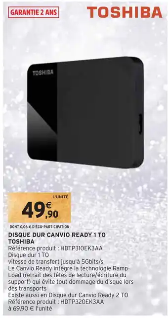 Intermarché Toshiba disque dur canvio ready 1 t0 offre