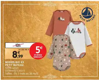 Intermarché Petit bateau bodies bio x3 offre