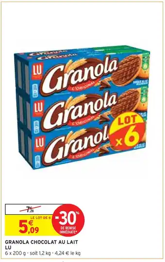Intermarché Lu granola chocolat au lait offre