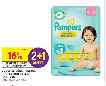 Intermarché Pampers couches bébé premium protection t4 x39 offre