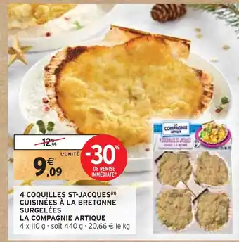 Intermarché La compagnie artique 4 coquilles st-jacques cuisinées à la bretonne surgelées offre