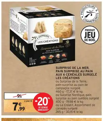 Intermarché Les créations surprise de la mer, pain surprise au pain aux 6 céréales surgelé offre