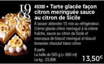 Thiriet Tarte Glacée Façon Citron Meringuée Sauce offre