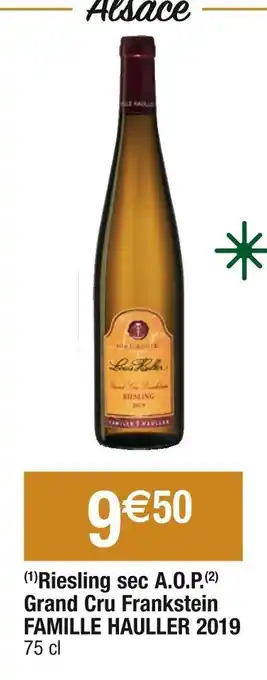 Cora x Carrefour Famille hauller riesling sec a.o.p. grand cru frankstein 2019 offre