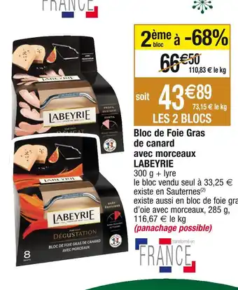 Cora x Carrefour Labeyrie bloc de foie gras de canard avec morceaux offre