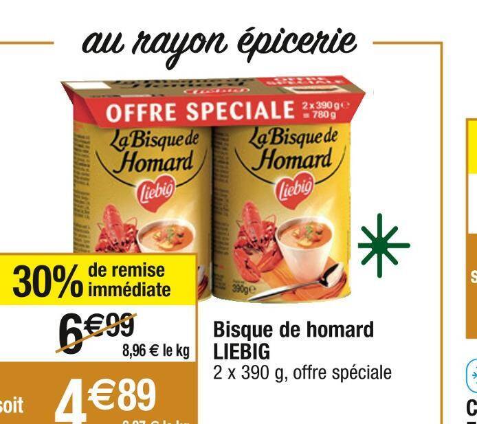 Promo Liebig bisque de homard chez Cora