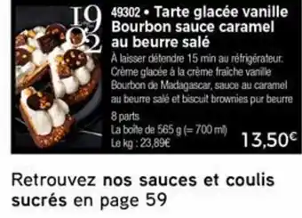 Thiriet Tarte Glacée Vanille Bourbon Sauce Caramel offre
