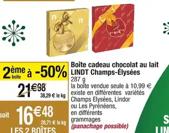 Cora x Carrefour Lindt boîte cadeau chocolat au lait champs-élysées offre