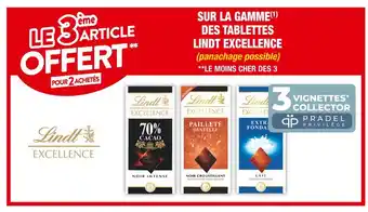 Cora x Carrefour Lindt le 3ème article offert pour 2 achetés sur la gamme des tablettes lindt excellence offre