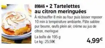Thiriet 2 Tartelettes Au Citron Meringuées offre