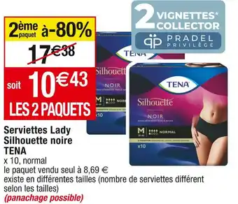 Cora x Carrefour Tena serviettes lady silhouette noire offre