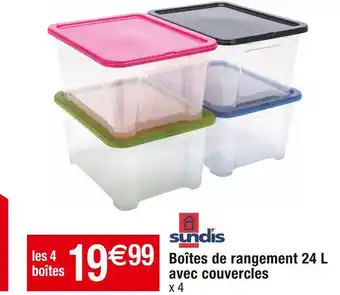 Sundis boîtes de rangement 24 l avec couvercles