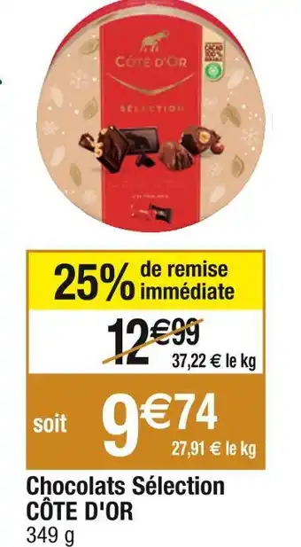 Cora x Carrefour Côte d'or chocolats sélection offre