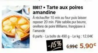 Thiriet Tarte Aux Poires Amandine offre