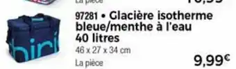 Thiriet Glacière Isotherme Bleue/Menthe À l'Eau 40 Litres offre