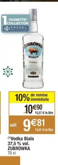 Cora x Carrefour Vodka Biala 37,5 % vol. ZUBROWKA 70 cl offre