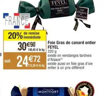 Cora x Carrefour Foie Gras de canard entier FEYEL offre