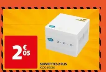 Auchan SERVIETTES 2 PLIS X100 30x30 offre