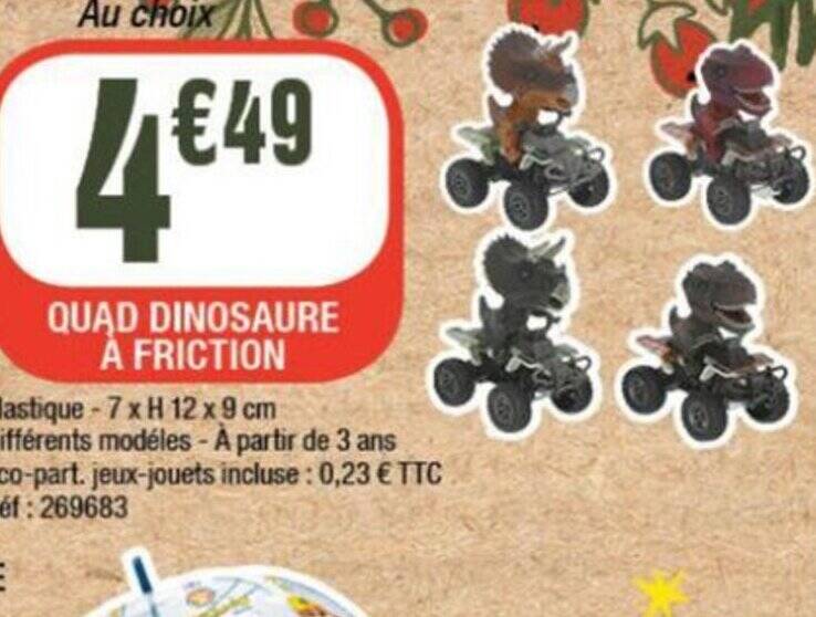 Promo QUAD DINOSAURE À FRICTION chez La Foir'Fouille