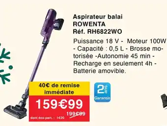 Cora x Carrefour Aspirateur balai ROWENTA offre
