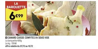 Leader Price CANARD CUISSE CONFITES X4 SOUS VIDE offre