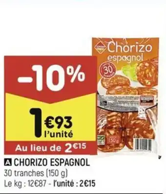 Leader Price CHORIZO ESPAGNOL offre
