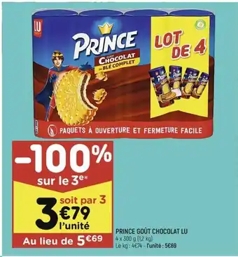 Leader Price PRINCE GOÛT CHOCOLAT LU 4x 300 g (12 kg) offre