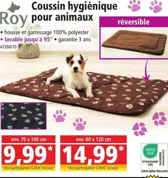 Norma Coussin hygiénique Roy pour animaux offre