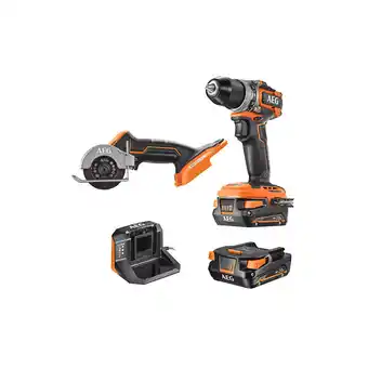 Bricomarché Pack aeg perceuse-visseuse - mini scie multi-matériaux - 18 v - subcompact - brushless - 2 batteries 2,0 ah - chargeur offre