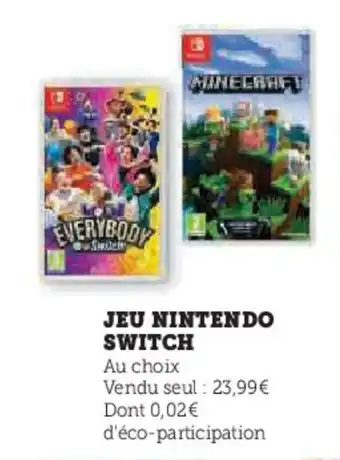 Super U JEU NINTENDO SWITCH offre