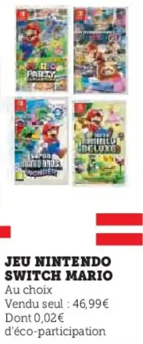 Super U JEU NINTENDO SWITCH MARIO offre
