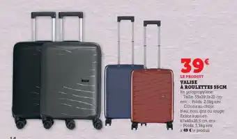 Super U VALISE À ROULETTES 55CM offre