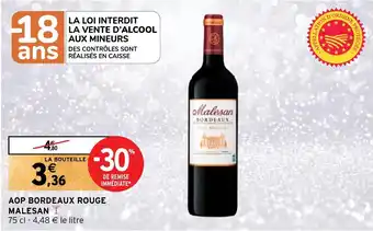 Intermarché AOP BORDEAUX ROUGE MALESAN offre