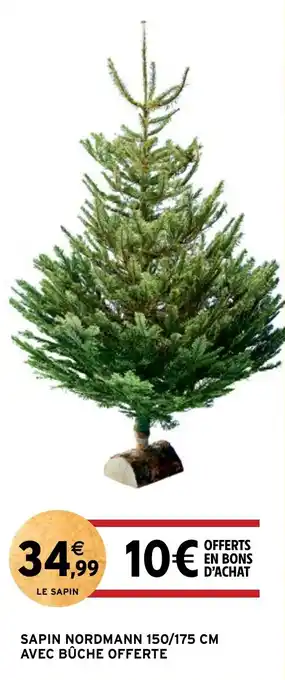 Intermarché SAPIN NORDMANN 150/175 CM AVEC BÛCHE OFFERTE offre