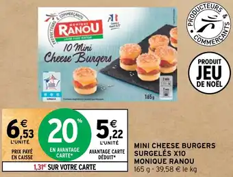 Intermarché MINI CHEESE BURGERS SURGELÉS X10 MONIQUE RANOU offre
